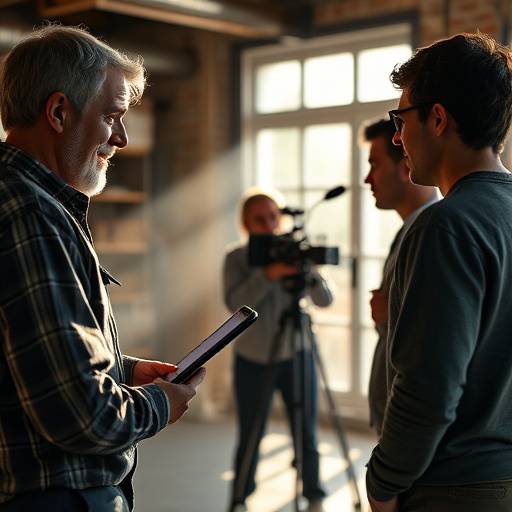 Imagem do curso de preparaäão de elenco, diretor trabalhando com atores.